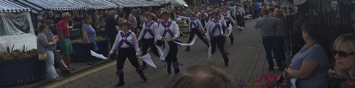 Thanks to Jonathan Coxhead of Berkeley Morris for this image of Hereburgh Morris in the procession at Warwick Folk Festival 2015